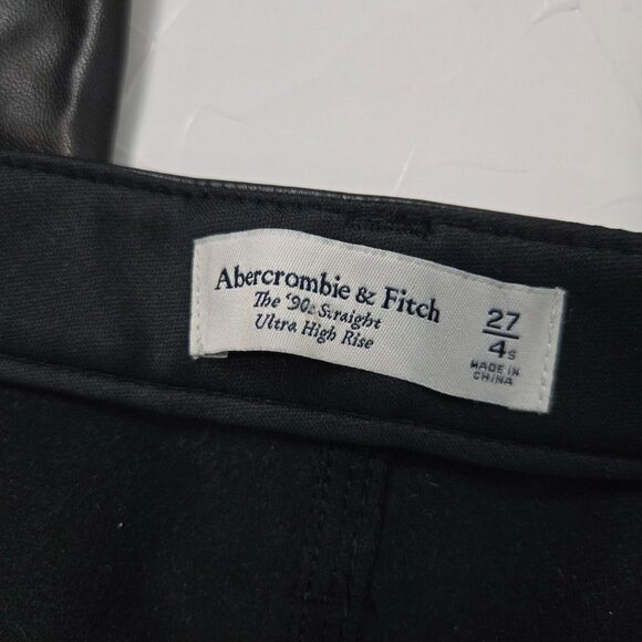 Abercrombie & Fitch Size 27 Short 90's Straight High Rise Faux Leather Pants - Picture 8 of 13